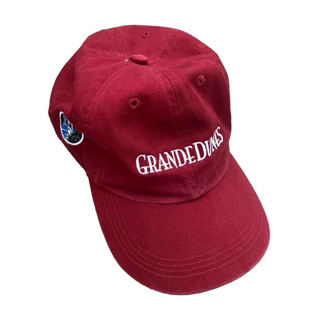 Grande Dunes Golf Club Fleece Baseball Cap Hat Red Adjustable Ahead